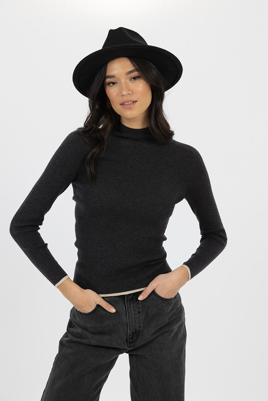 HUMIDITY Papillon Skivvy (charcoal & cream)