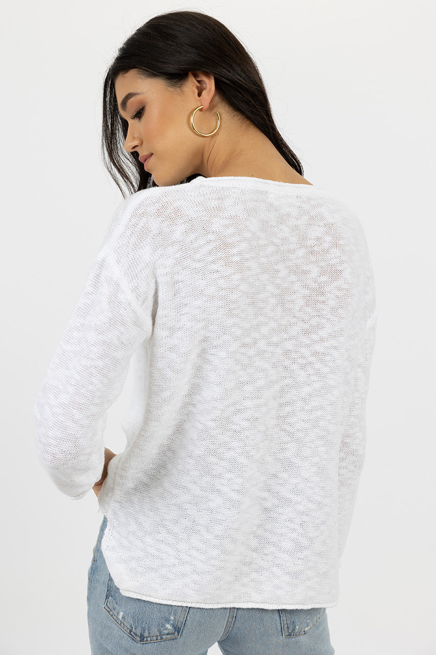 Humidity lifestyle casual clothing spring summer autumn winter range melbourne fashion high street Armadale calma spa HW24502 sofia sweater white back view