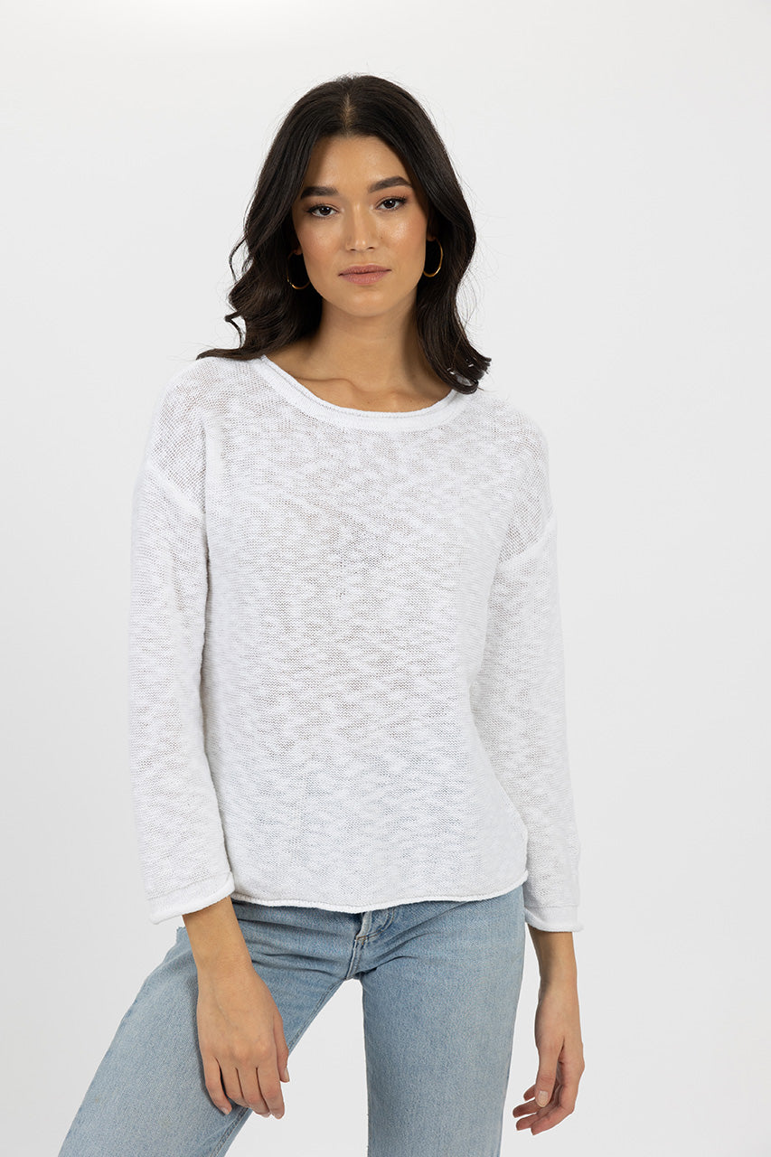 Humidity lifestyle casual clothing spring summer autumn winter range melbourne fashion high street Armadale calma spa HW24502 sofia sweater white front view