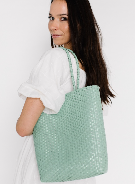 mimmi terra bags on sale sustainable recycled plastic calma spa skin clinic armadale melbourne pistachio over shoulder