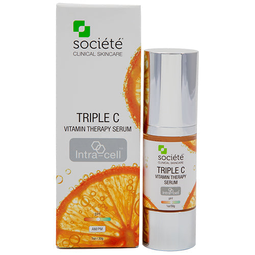 TRIPLE C VITAMIN THERAPY SERUM calma spa and skin clinic armadale A revolutionary blend of three different, unique stabilized Vitamin C’s. This novel formula utilizes Sodium Ascorbyl Phosphate, Ascorbyl Glucoside and Magnesium Ascorbyl Phosphate. These three forms of Vitamin C create a remarkable synergistic combination that remains stable for long periods, offering high antioxidant, collagen boosting properties without irritation. Penetrates instantly to provide long lasting benefits of Vitamin C