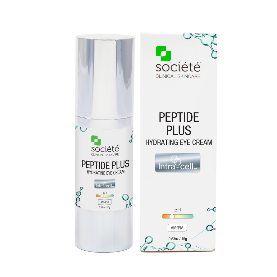 PEPTIDE PLUS Eye Cream Plant-based, non-inflammatory, medical grade ingredients formulated to restore and strengthen the skin. Highly stabilized, active ingredients help to support the skin's defence barrier to smooth, protect and repair the skin. moisturizing helps to decrease puffiness and discoloration. peptides help reduce fine lines, wrinkles, crows feet and dark circles. Retinol helps to improve the look of eye firmness and helps to even skin tone. antioxident anti inflammatory