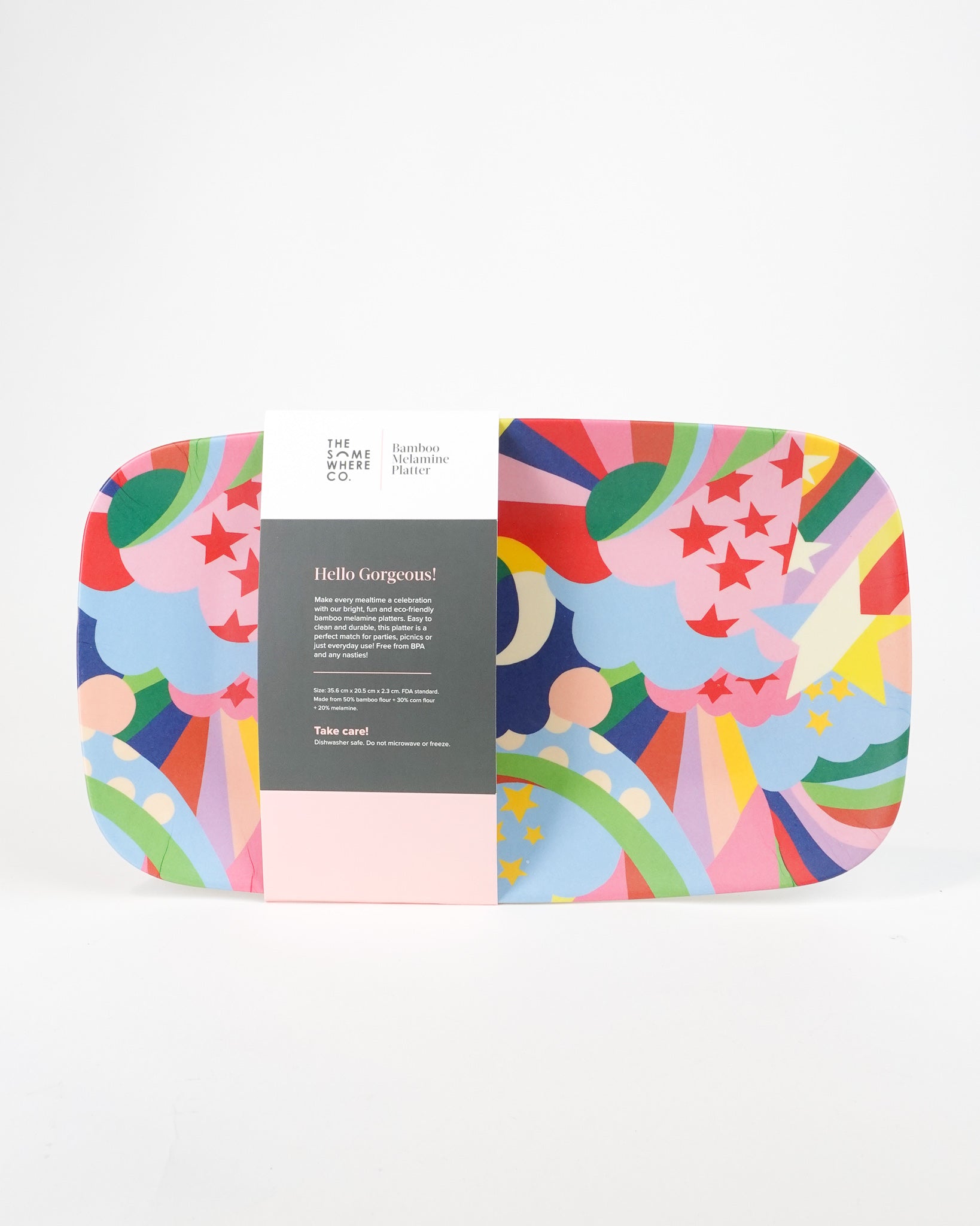 SOMEWHERE CO Starburst Bamboo Melamine Platter Plate