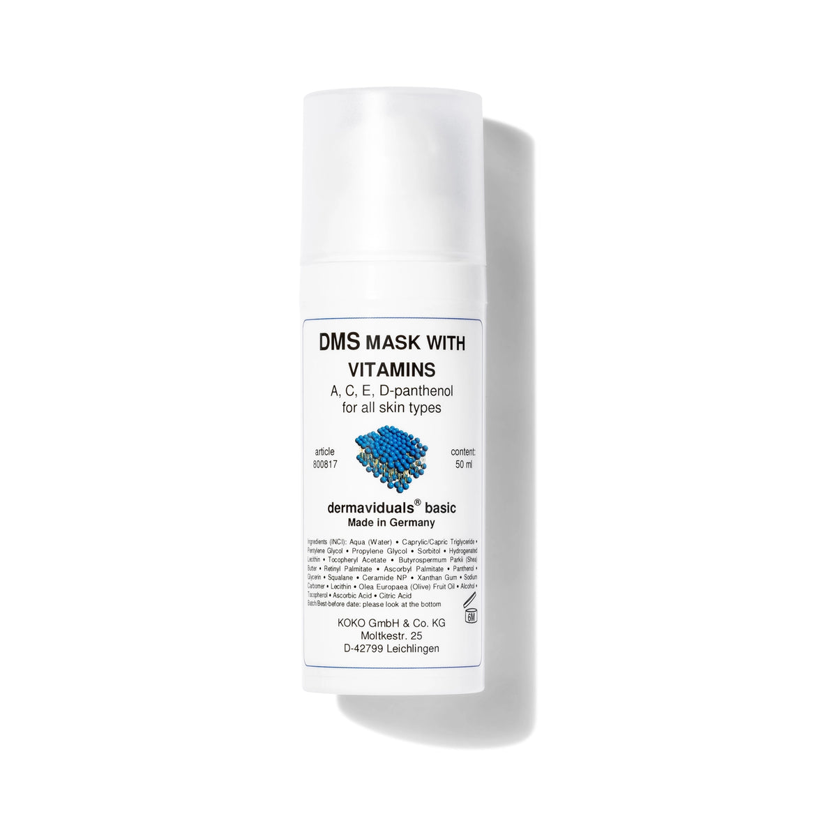 DMS® Mask with Vitamins armadale calma spa and skin clinic award winning dermaviduals skin health vitamins at home mask