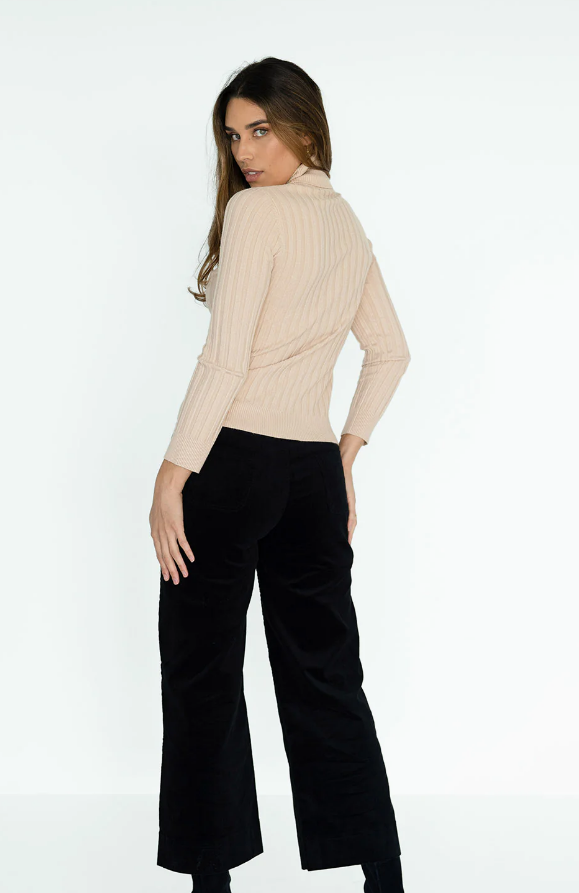 Humidity lifestyle casual clothing autmun winter melbourne fashion high street Armadale calma spa HW23106 ines skivvy wheat back view