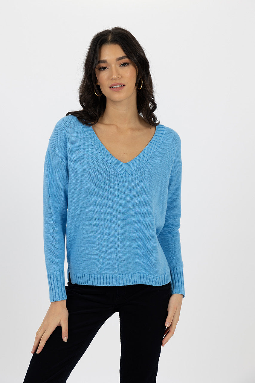 Humidity lifestyle casual clothing melbourne fashion high street Armadale calma spa HW24606 downtown sweater light blue front