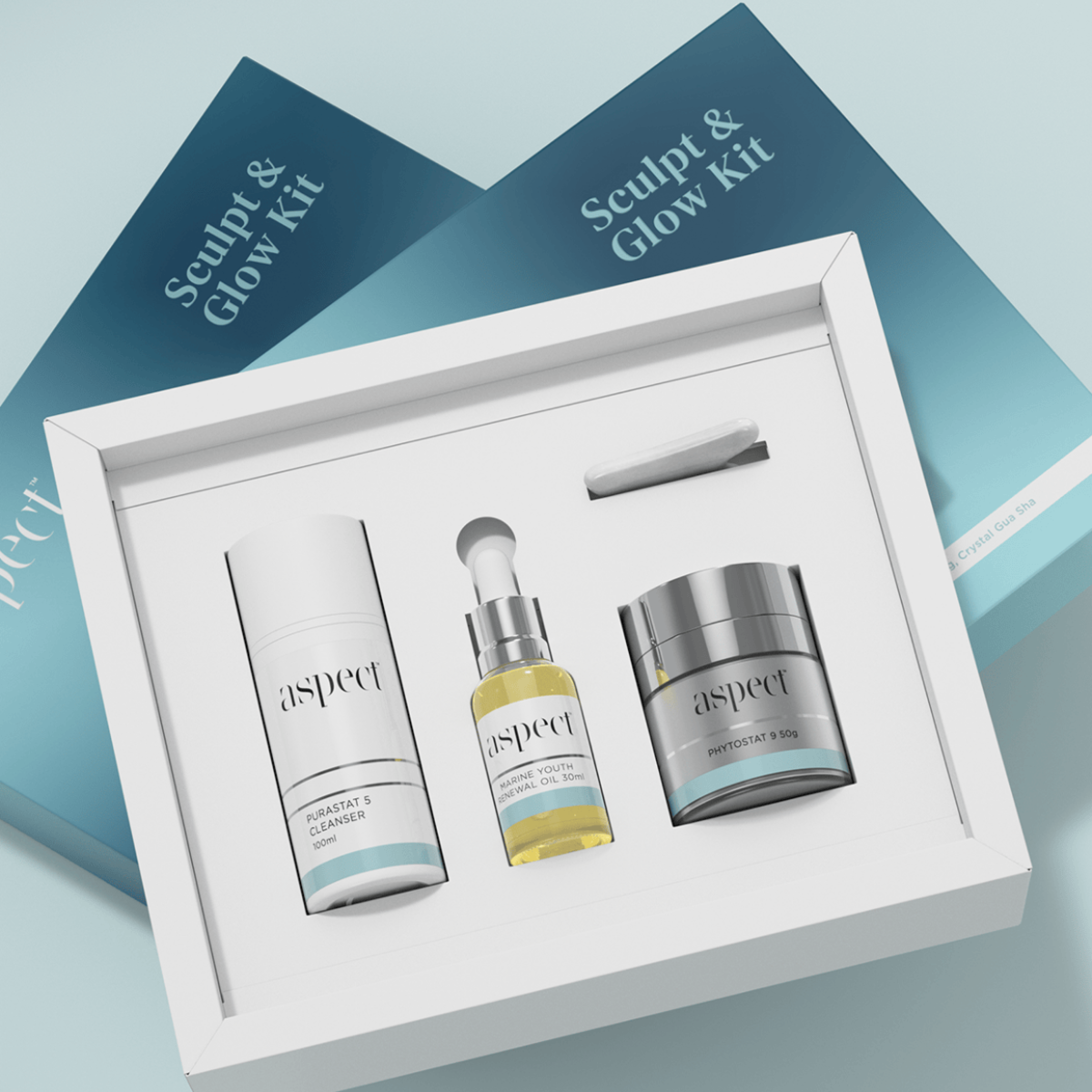 Sculpt and Glow Limited Edition Kit aspect hydration glow skin renewal anti aging youthful appearance fine lines wrinkles marine yout renewal oil phytostat purastat 5 cleanser