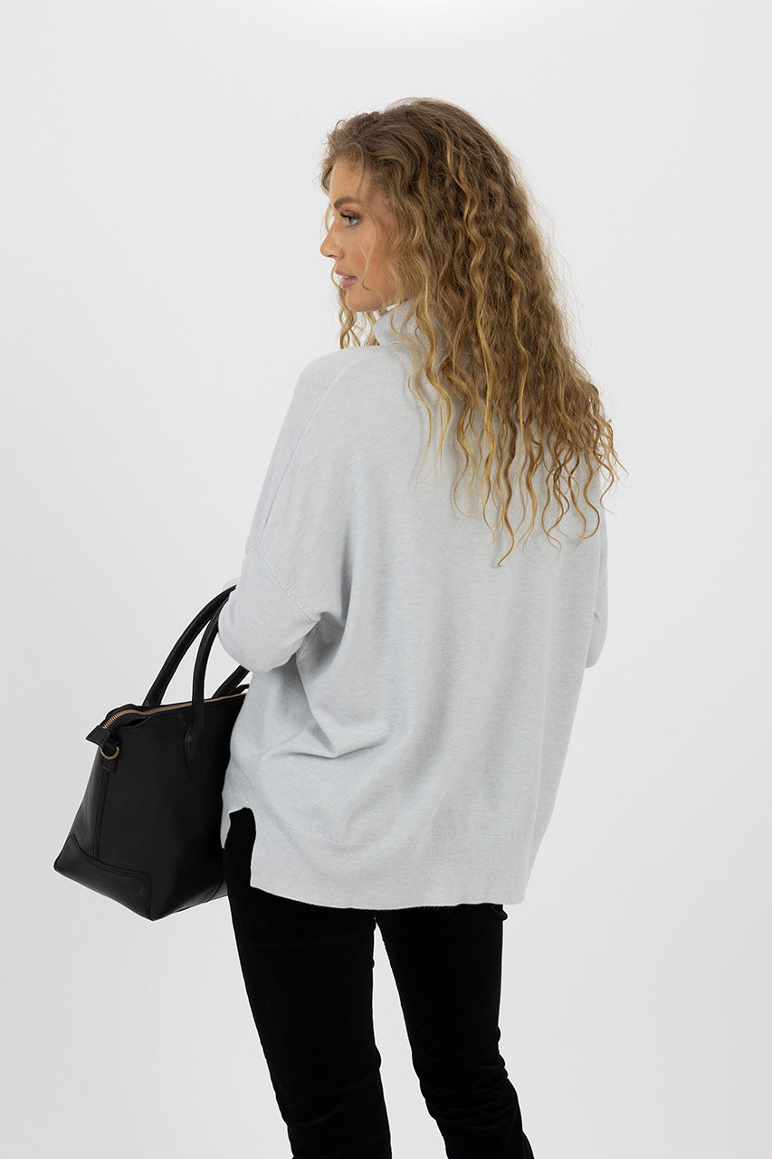 Humidity lifestyle casual clothing melbourne fashion high street Armadale calma spa HW24208 casual long monique sweater ice grey back view