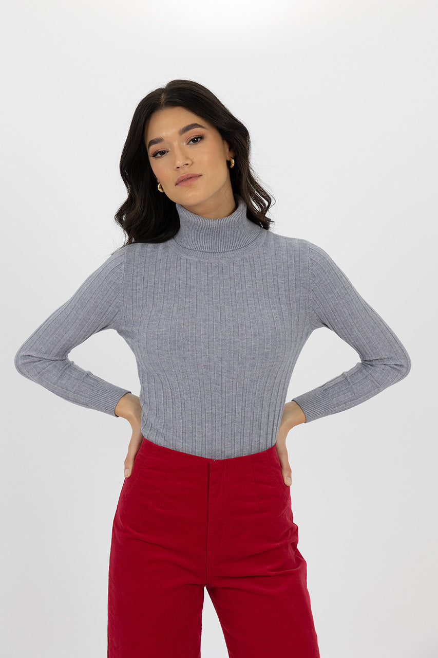 Humidity lifestyle casual clothing autmun winter melbourne fashion high street Armadale calma spa HW23106 ines skivvy grey close up