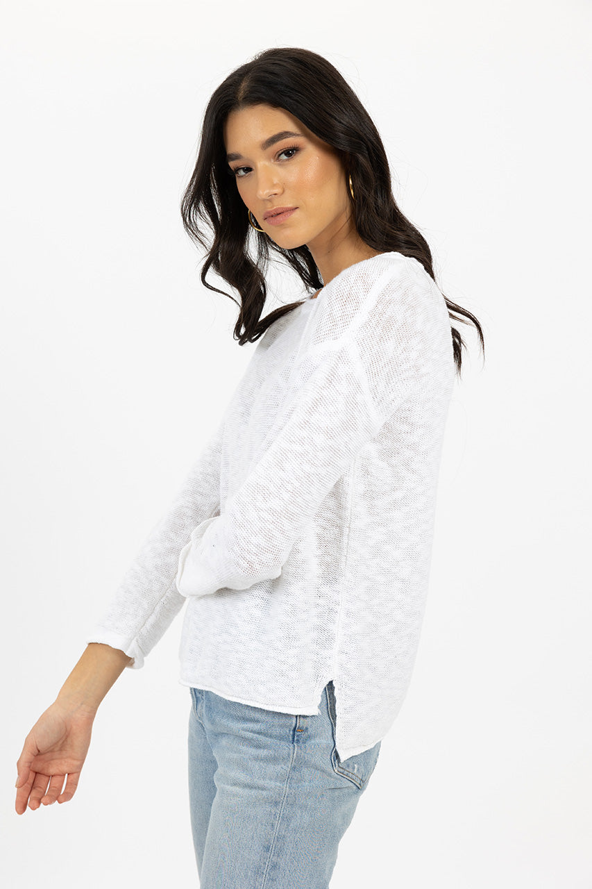 Humidity lifestyle casual clothing spring summer autumn winter range melbourne fashion high street Armadale calma spa HW24502 sofia sweater white side view