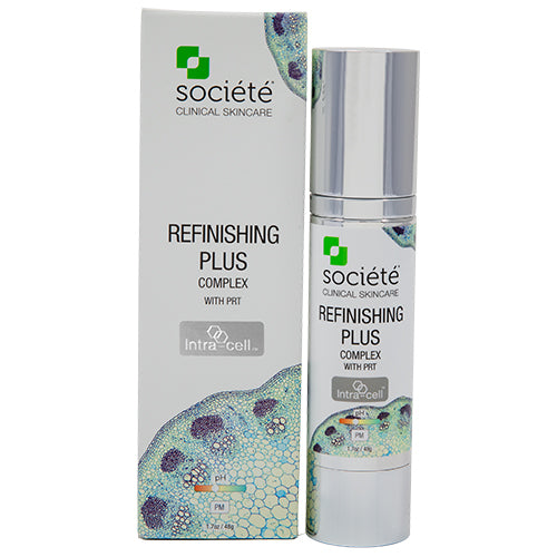 REFINISHING PLUS COMPLEX Plant-based, non-inflammatory, medical grade ingredients formulated to restore and strengthen the skin. Highly stabilized, active ingredients help to support the skin's defence barrier to smooth, protect and repair the skin. Stabilized retinol with AHA and BHA acids allows for stimulation, correction and exfoliation 