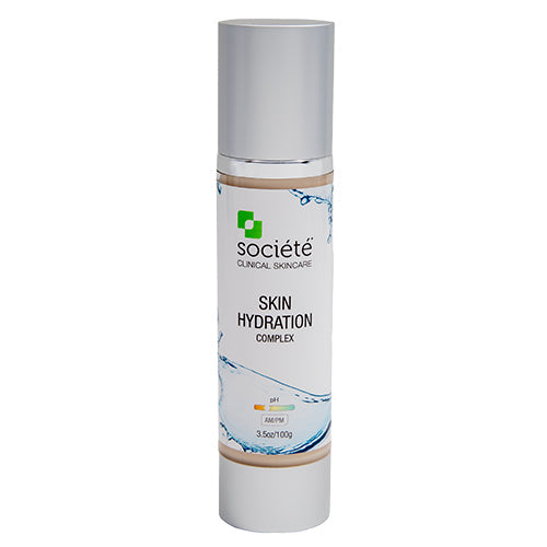 SKIN HYDRATION COMPLEX A light and refreshing hydration boost for the skin, formulated to provide a soothing, calming effect. Vitamin C and Société’s innovative Peptide Complex promotes increased collagen and elastin production, while antioxidants and hyaluronic acid soothes and reduces the appearance of redness associated with skin resurfacing procedures, rosacea and sunburn. The unique complex offers both ‘anti-microbial’ as well as proliferative performance.