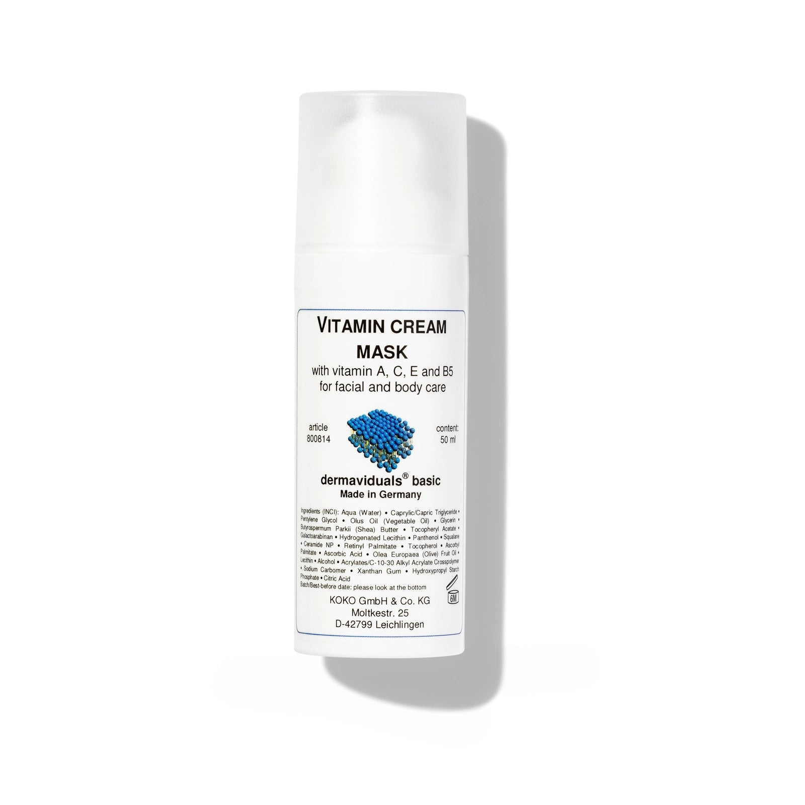 Vitamin Cream Mask Vitamin A Vitamin C Vitamin E B5 Calma spa skin clinic Armadale melbourne Dermaviduals corneotherapy 