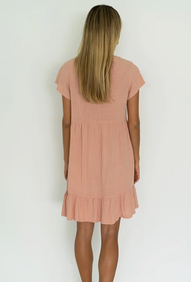 Humidity lifestyle casual clothing spring summer dress melbourne fashion high street Armadale calma spa HS22717 holly dress rose pink back viewHumidity lifestyle casual clothing spring summer dress melbourne fashion high street Armadale calma spa HS22717 holly dress rose pink back view