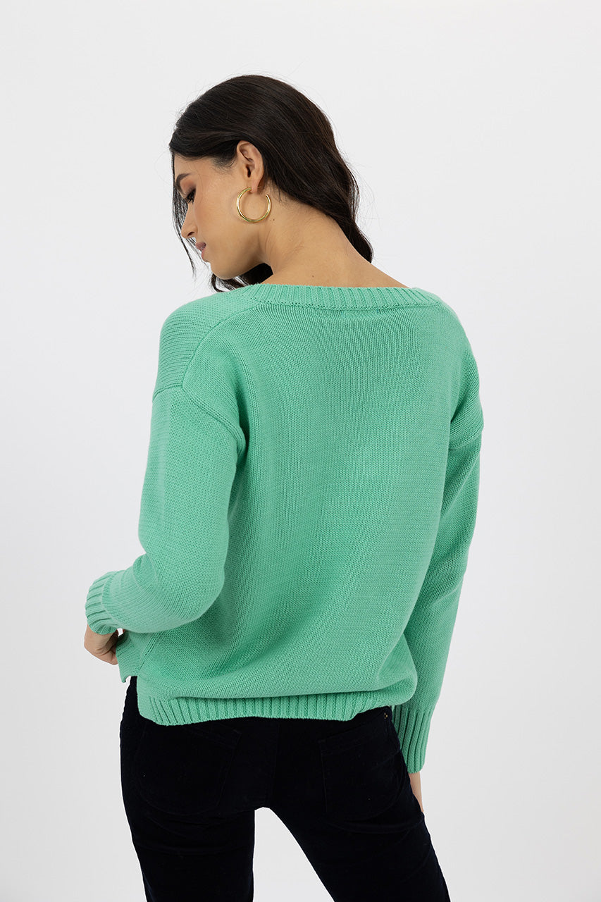Humidity lifestyle casual clothing melbourne fashion high street Armadale calma spa HW24606 downtown sweater mint green back view